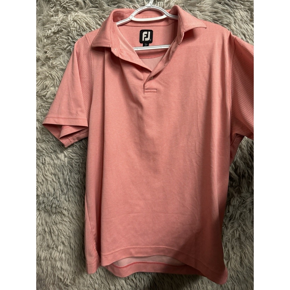 Footjoy Shirt Mens Large Peach Golfer Preppy Performance Stretch Logo - Picture 3 of 5